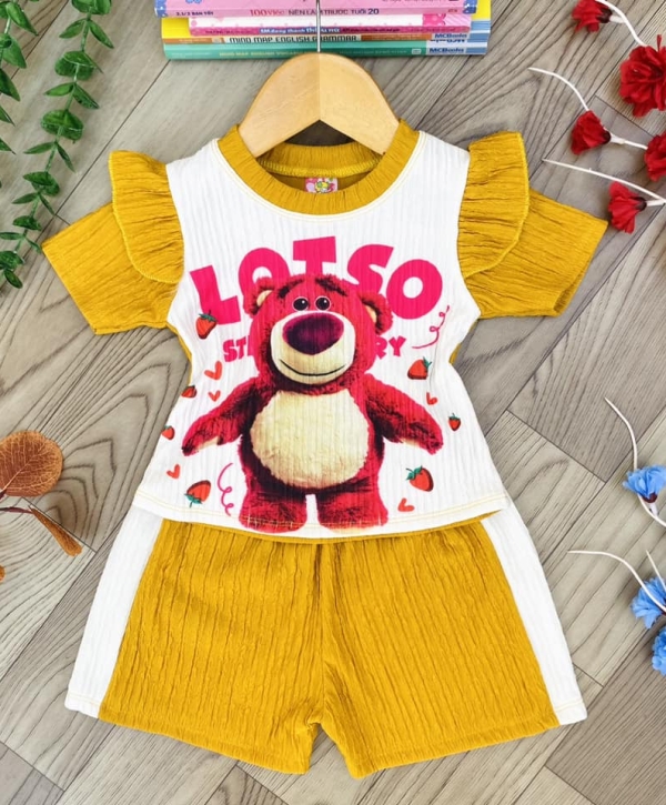 SET BỘ THUN NHẬT ĐÙI TAY NGẮN HÌNH GẤU 