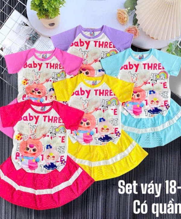 Set váy xếp li bé gái 